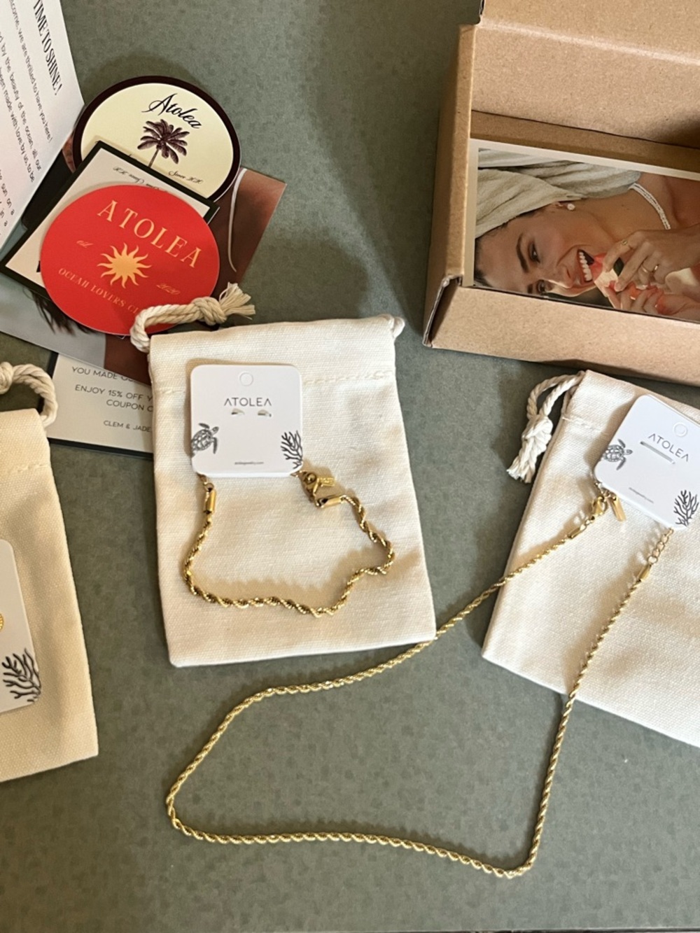 NWT Atolea Calvi rope chain bracelet and necklace bundle